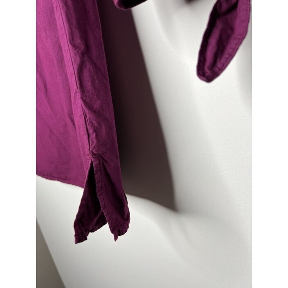 OSKA Top Womens Button Down Blouse Size 1 Small Half Tie Bow Sleeves Purple - Picture 6 of 15